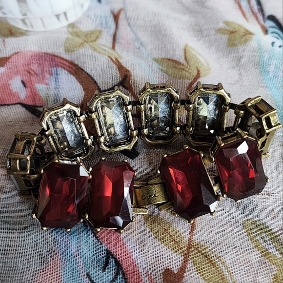 Chloe and Isabel Rhinestone Oxidized Brass Necklace and Pierced Earrings Set - Picture 7 of 14